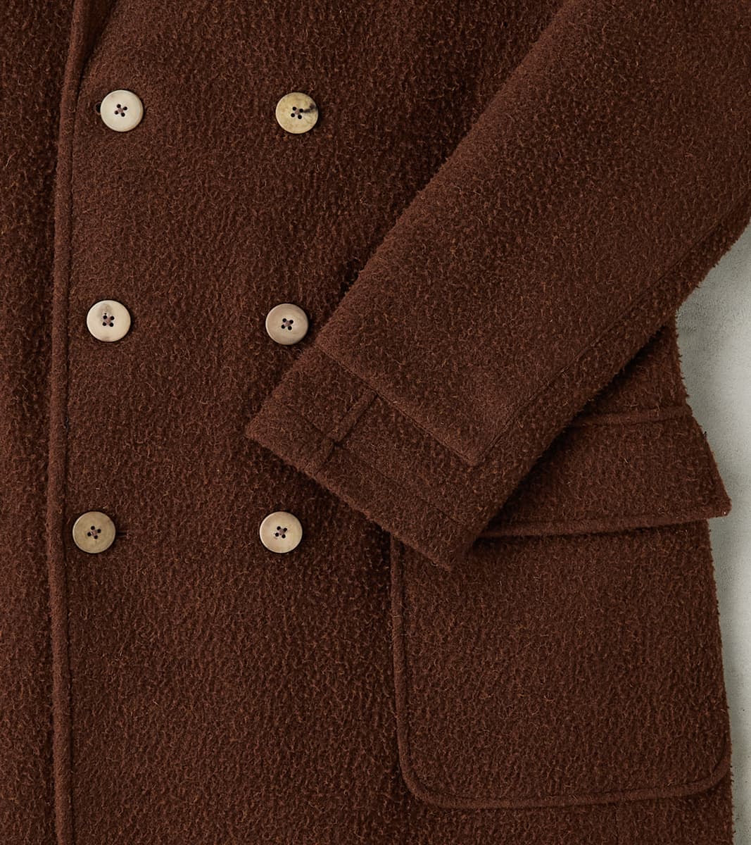Italian Wool Ratine Cloth Marcel Lassance Redingote Coat - Coffee Brown