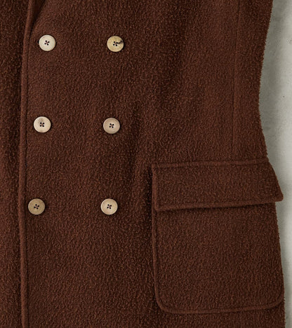 Italian Wool Ratine Cloth Marcel Lassance Redingote Coat - Coffee Brown