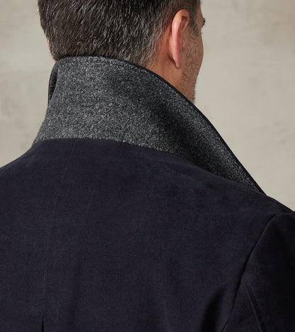 English Cotton Moleskin Marcel Lassance Redingote Coat - Navy