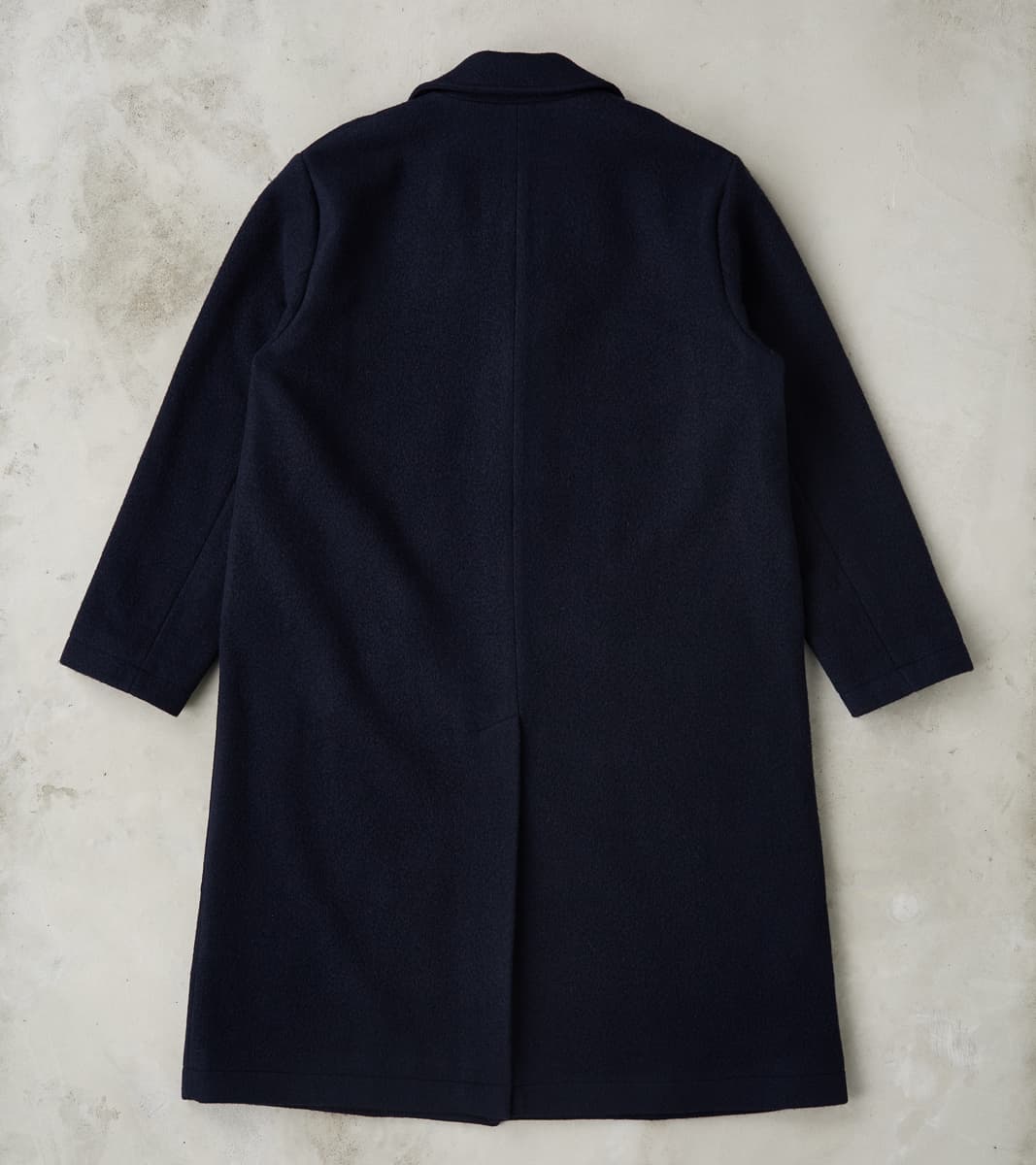 Italian Ratine Camelhair Wool Cloth Writers Coat - Navy