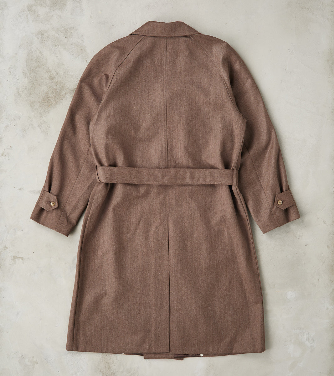 English Wool & Cotton Covert Cloth Grandad Trench Coat - Taupe