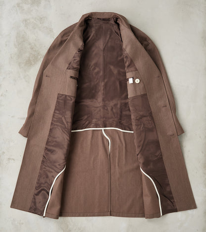 English Wool & Cotton Covert Cloth Grandad Trench Coat - Taupe