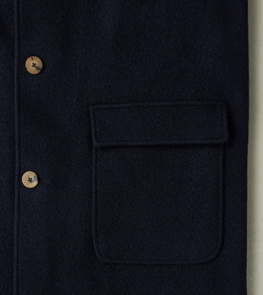 Italian Ratine Camelhair Wool Cloth Writers Coat - Navy