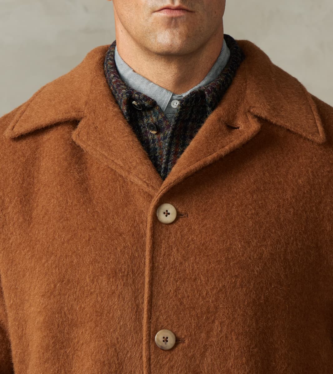 Italian Wool Alpaca Mohair Cloth Overcoat - Pecan