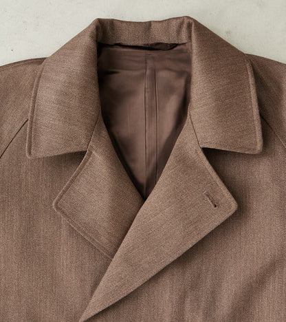 English Wool & Cotton Covert Cloth Grandad Trench Coat - Taupe