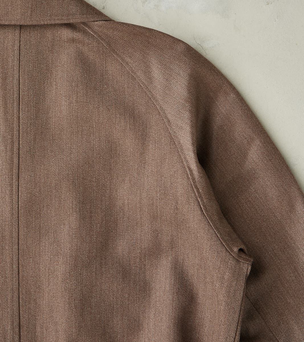 English Wool & Cotton Covert Cloth Grandad Trench Coat - Taupe