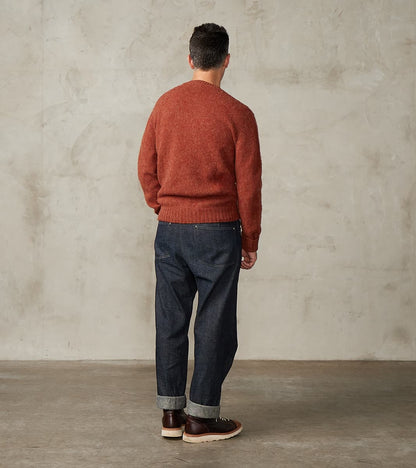 Italian Brushed Wool Shaggy Sheep Crewneck Jumper - Heathered Paprika