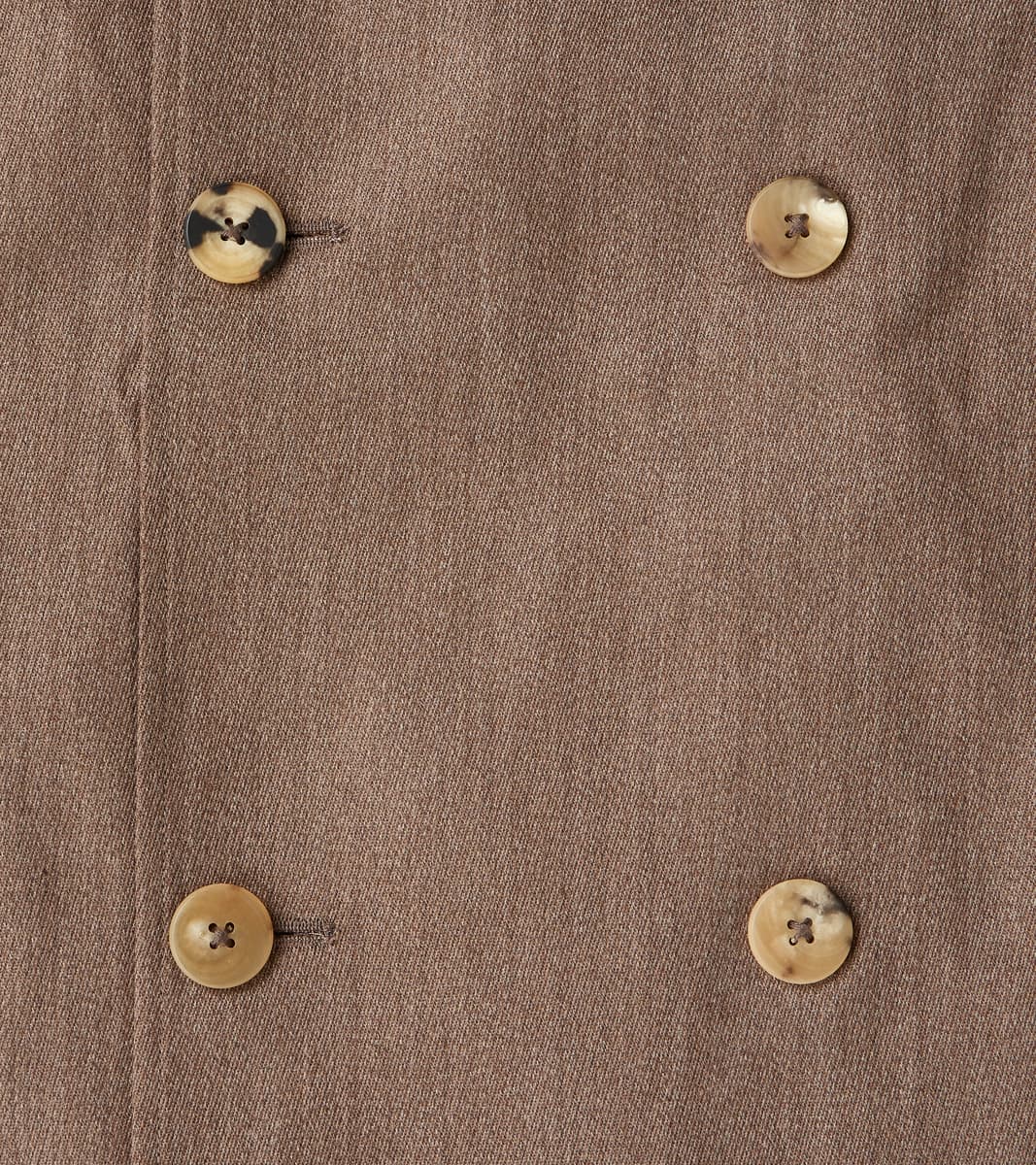 English Wool & Cotton Covert Cloth Grandad Trench Coat - Taupe