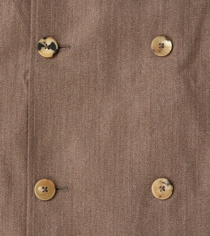 English Wool & Cotton Covert Cloth Grandad Trench Coat - Taupe
