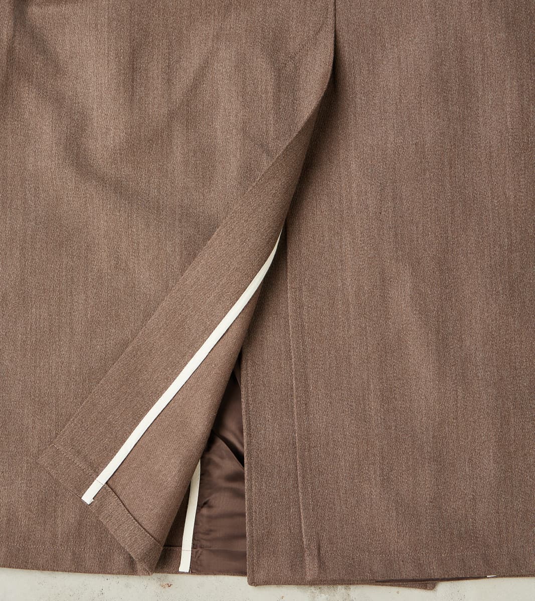English Wool & Cotton Covert Cloth Grandad Trench Coat - Taupe