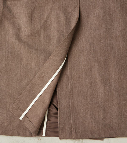 English Wool & Cotton Covert Cloth Grandad Trench Coat - Taupe
