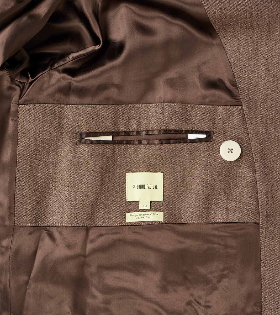 English Wool & Cotton Covert Cloth Grandad Trench Coat - Taupe