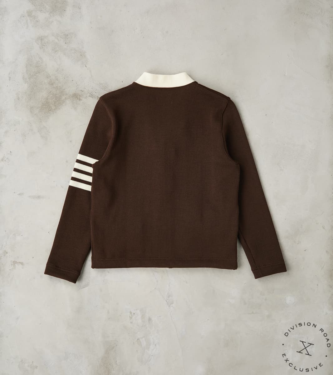 Barrister Cardigan - Brown & Vintage White
