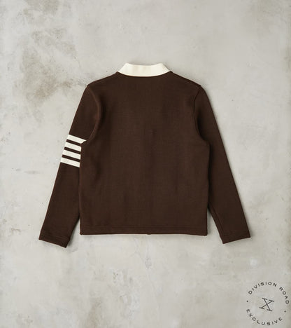 Barrister Cardigan - Brown & Vintage White