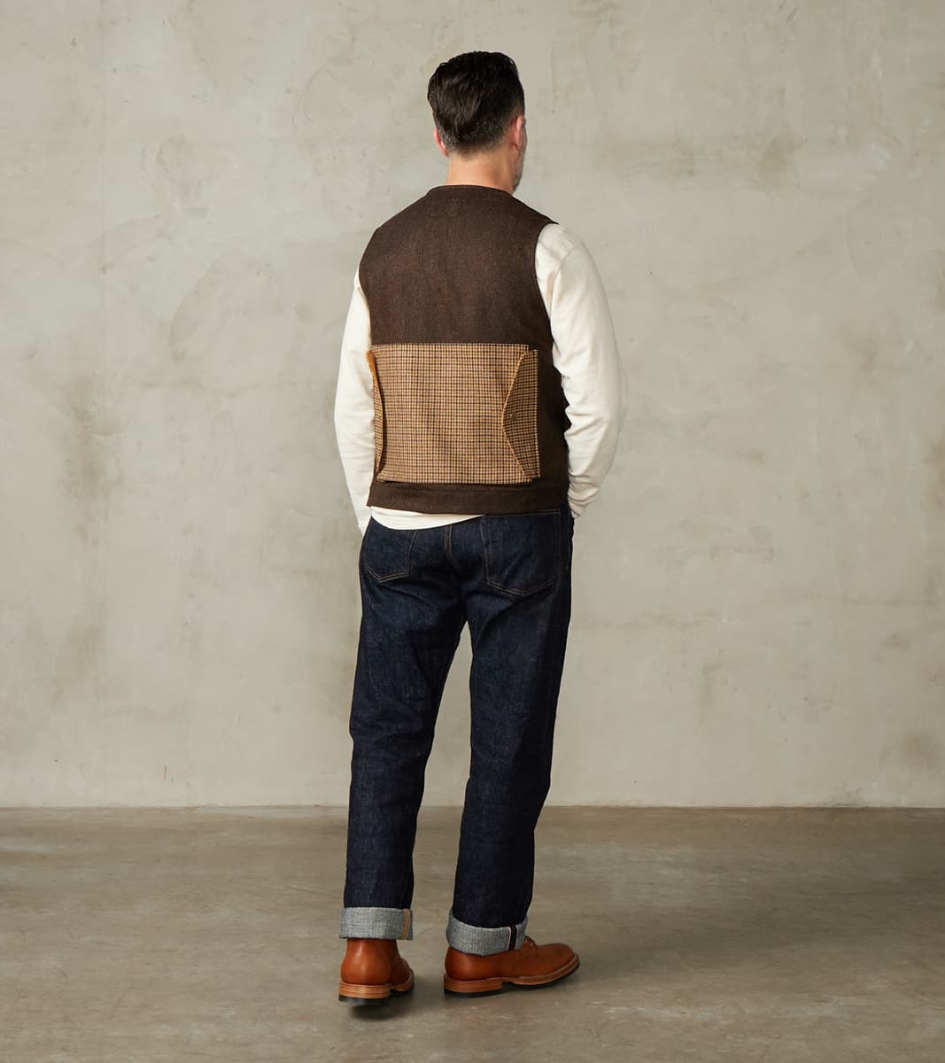Cargo Vest - Moon Chocolate Herringbone & Fox Harvest Houndstooth