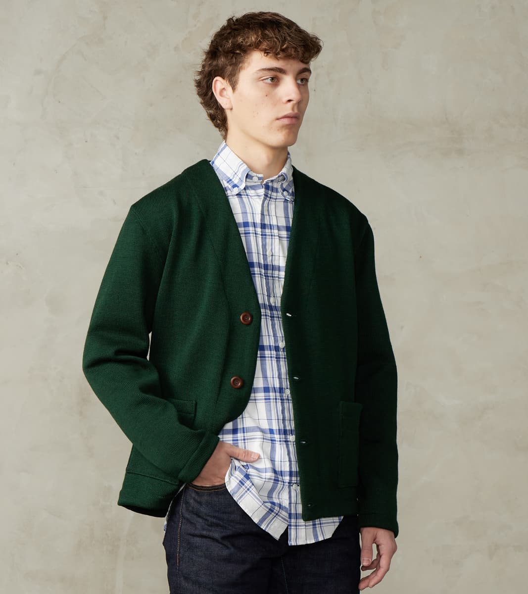 Dehen 1920 x Division Road Casual Cardigan - Pine