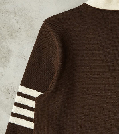 Barrister Cardigan - Brown & Vintage White