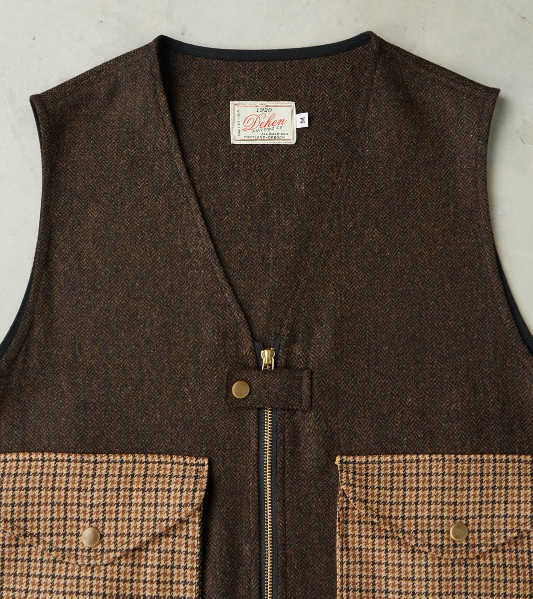 Cargo Vest - Moon Chocolate Herringbone & Fox Harvest Houndstooth
