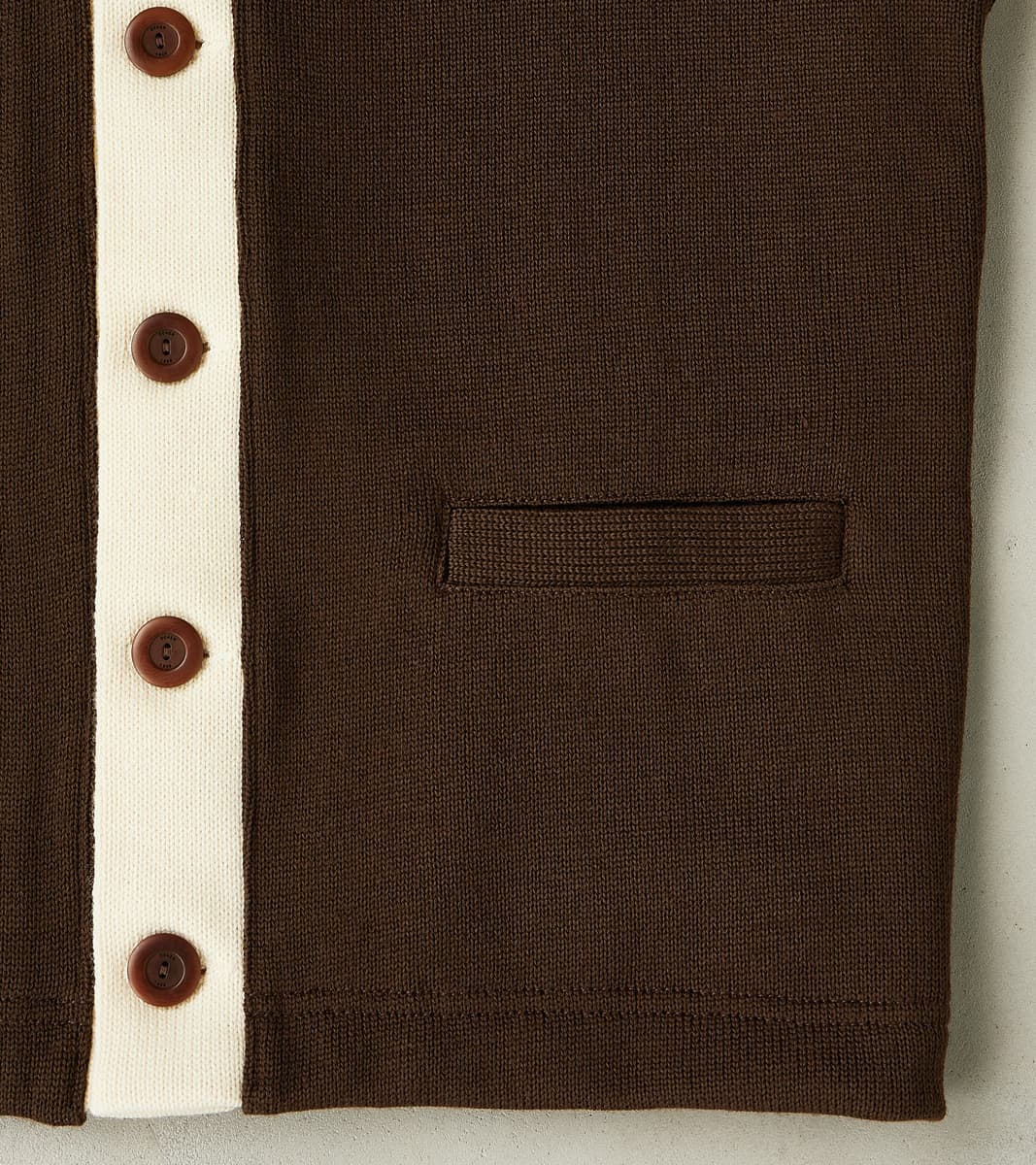 Barrister Cardigan - Brown & Vintage White