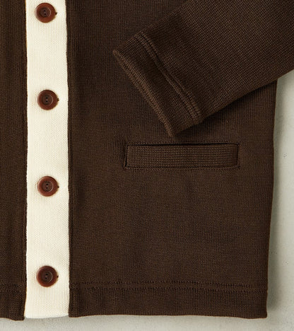 Barrister Cardigan - Brown & Vintage White
