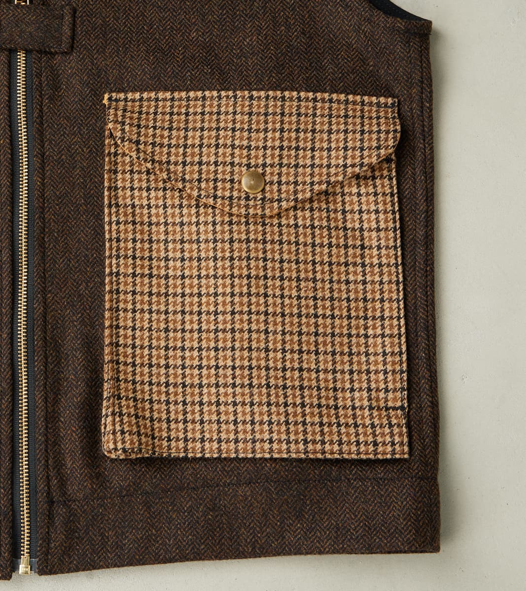 Cargo Vest - Moon Chocolate Herringbone & Fox Harvest Houndstooth