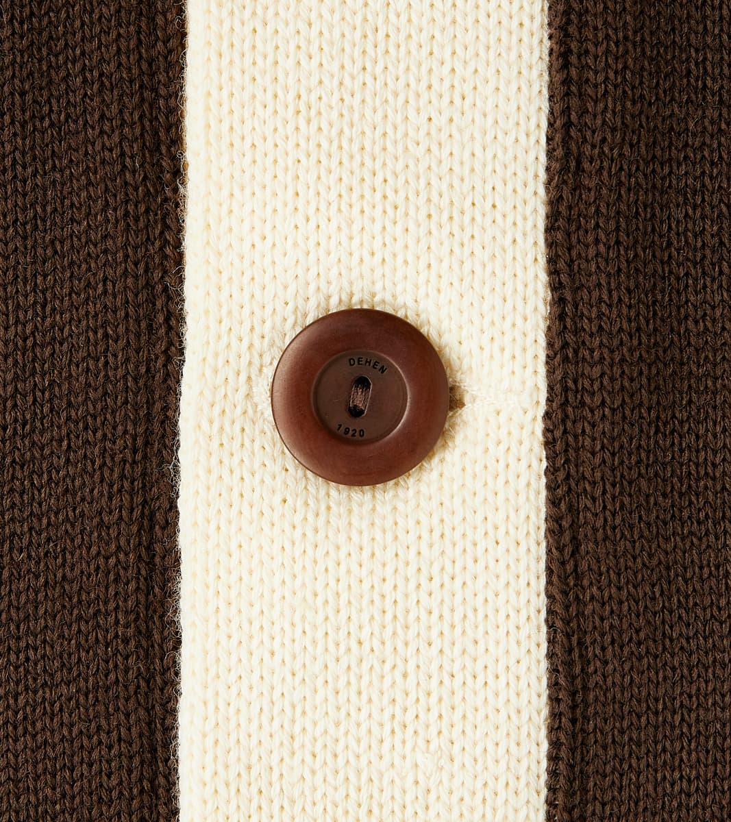 Barrister Cardigan - Brown & Vintage White