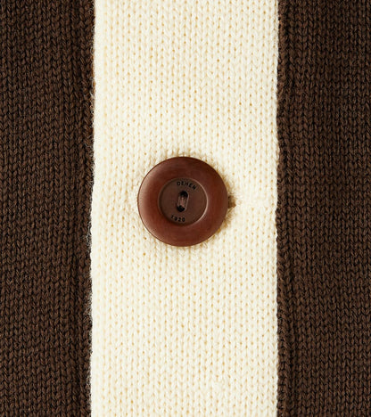 Barrister Cardigan - Brown & Vintage White