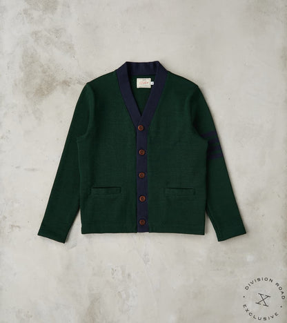 Dehen 1920 x Division Road Barrister Cardigan - Pine & Navy