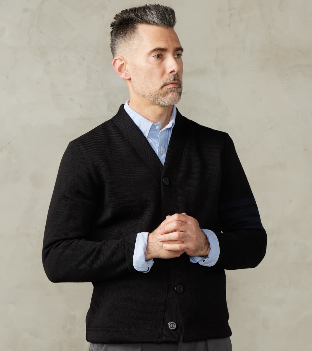 Dehen 1920 x Division Road Barrister Cardigan - Black