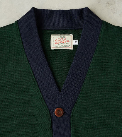 Barrister Cardigan - Pine & Navy