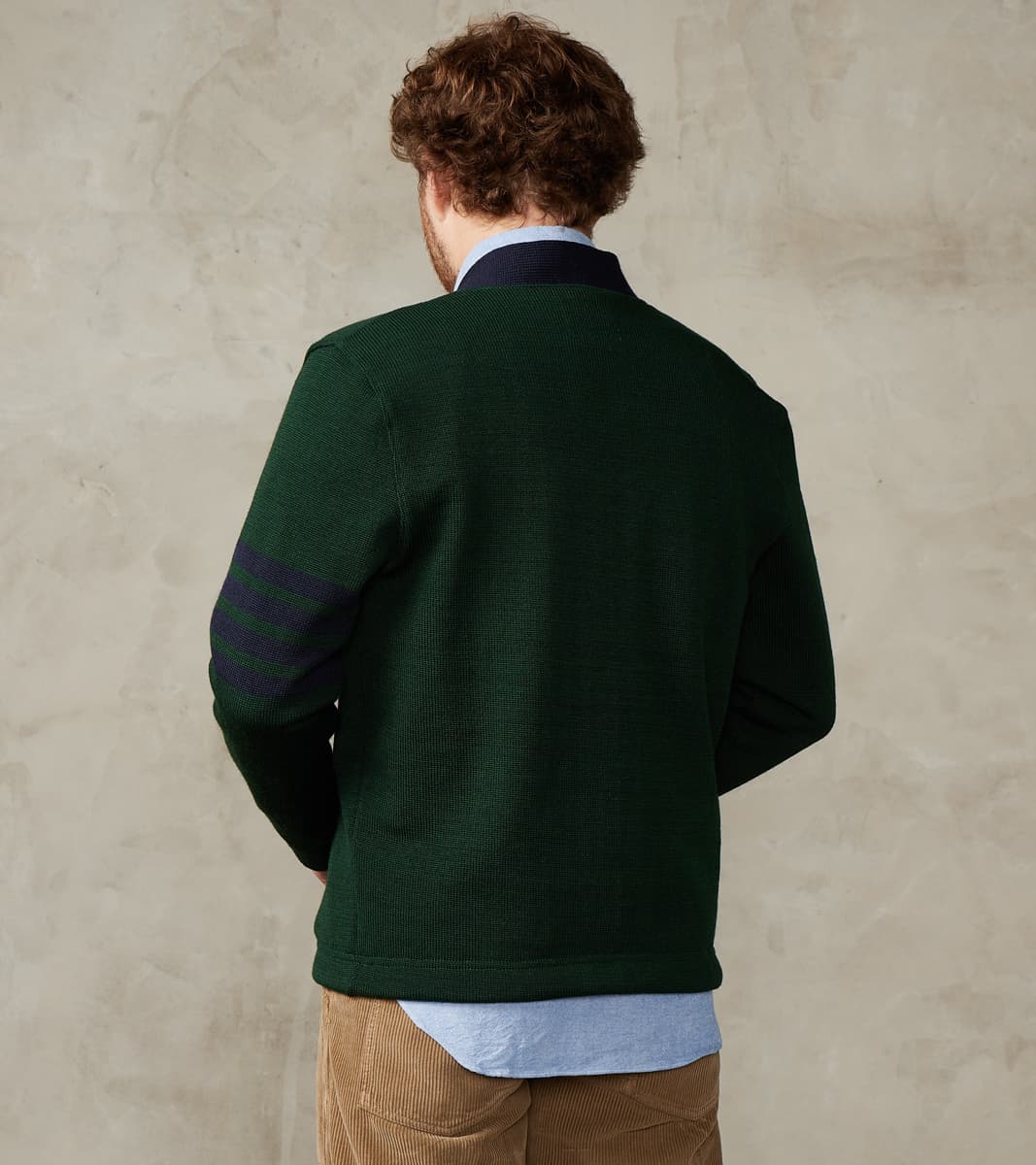 Barrister Cardigan - Pine & Navy