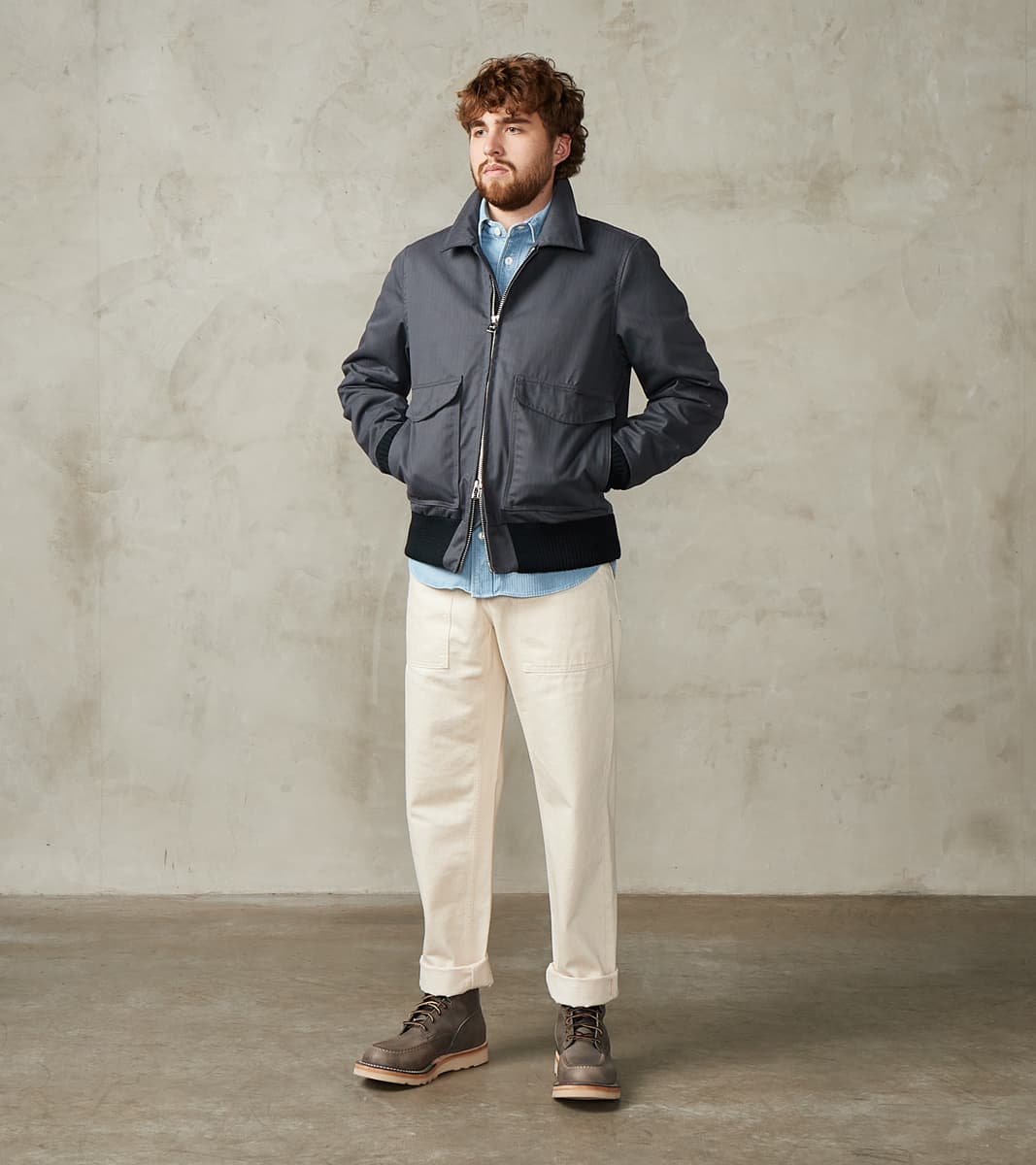 Carrier Jacket - 12oz H.Stevensons® Dry Waxed Herringbone - Slate