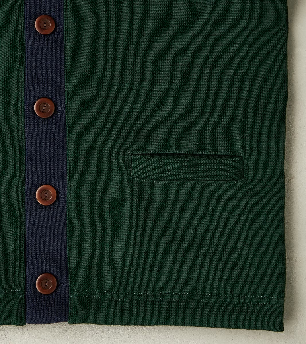Barrister Cardigan - Pine & Navy