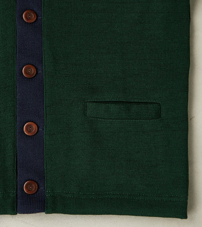 Barrister Cardigan - Pine & Navy