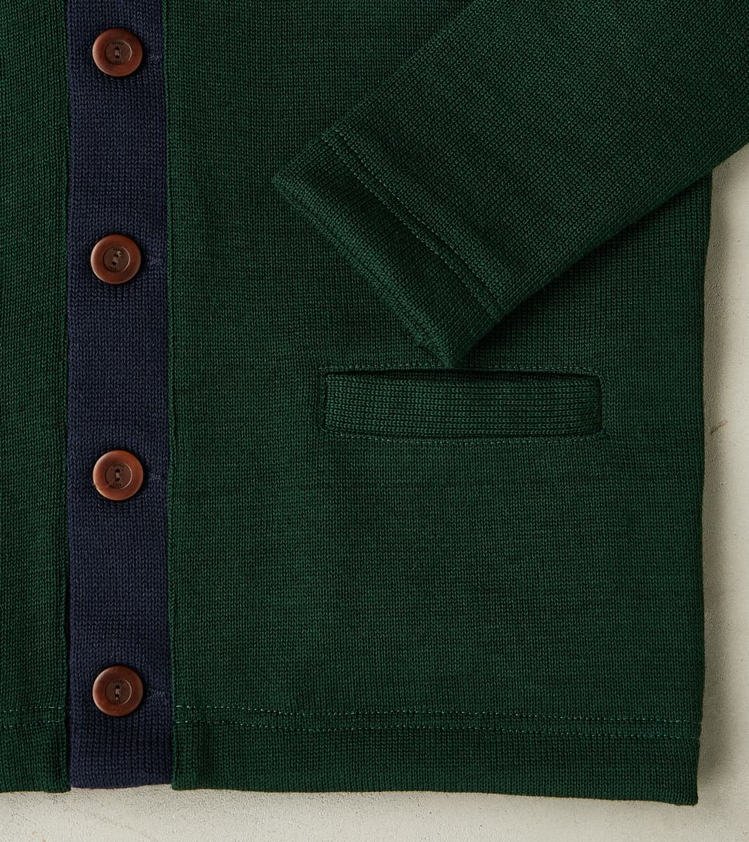 Barrister Cardigan - Pine & Navy