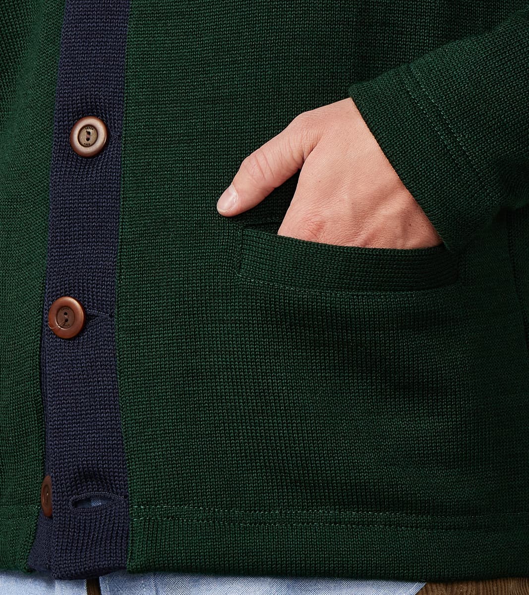 Barrister Cardigan - Pine & Navy