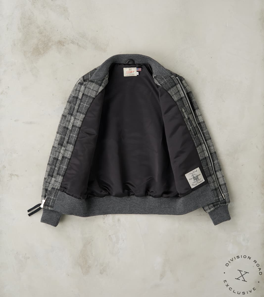 Flyers Club Bomber - Fox Brothers® Tweed - Slate Grey Check
