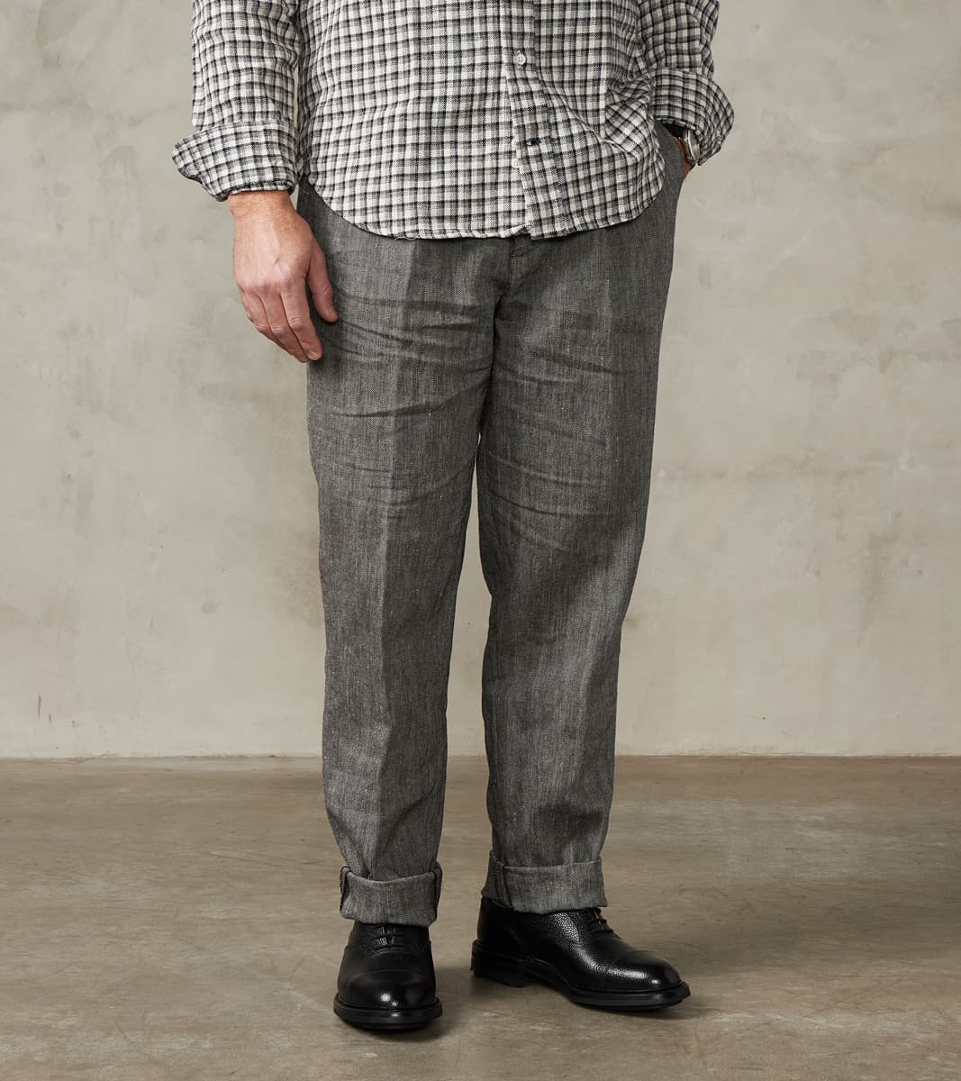 East Harbour Surplus Enfield 055 Trouser - Pleated Tapered - Grey Cott…