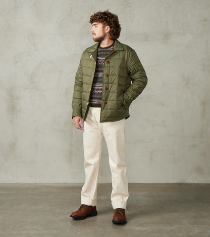 Hebron 796 Reversible Naval Shirt Jacket - Olive Washed Wool Flannel & Quilted Satin