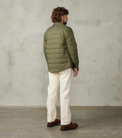 Hebron 796 Reversible Naval Shirt Jacket - Olive Washed Wool Flannel & Quilted Satin