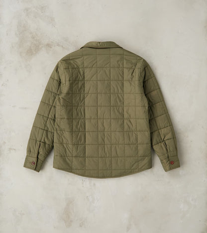 Hebron 796 Reversible Naval Shirt Jacket - Olive Washed Wool Flannel & Quilted Satin