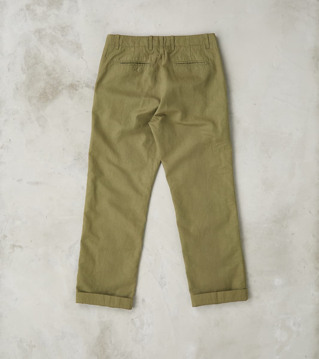 Axel 071 Chino Pant - Classic Tapered - Military Green Cotton Linen Canvas