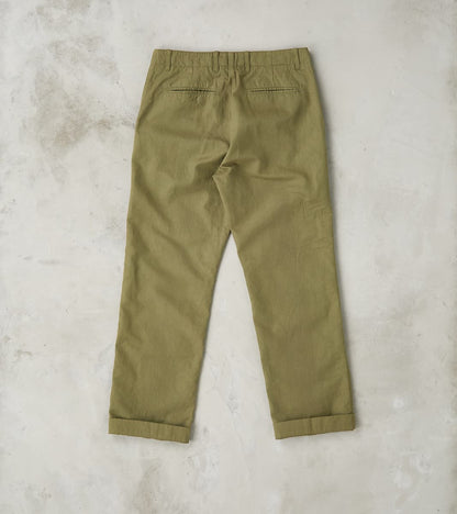 Axel 071 Chino Pant - Classic Tapered - Military Green Cotton Linen Canvas