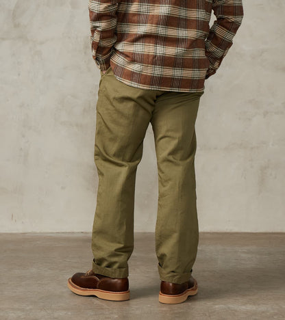 Axel 071 Chino Pant - Classic Tapered - Military Green Cotton Linen Canvas