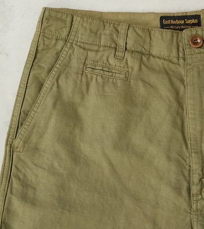 Axel 071 Chino Pant - Classic Tapered - Military Green Cotton Linen Canvas