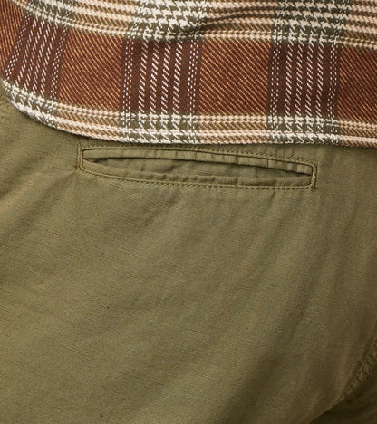 Axel 071 Chino Pant - Classic Tapered - Military Green Cotton Linen Canvas
