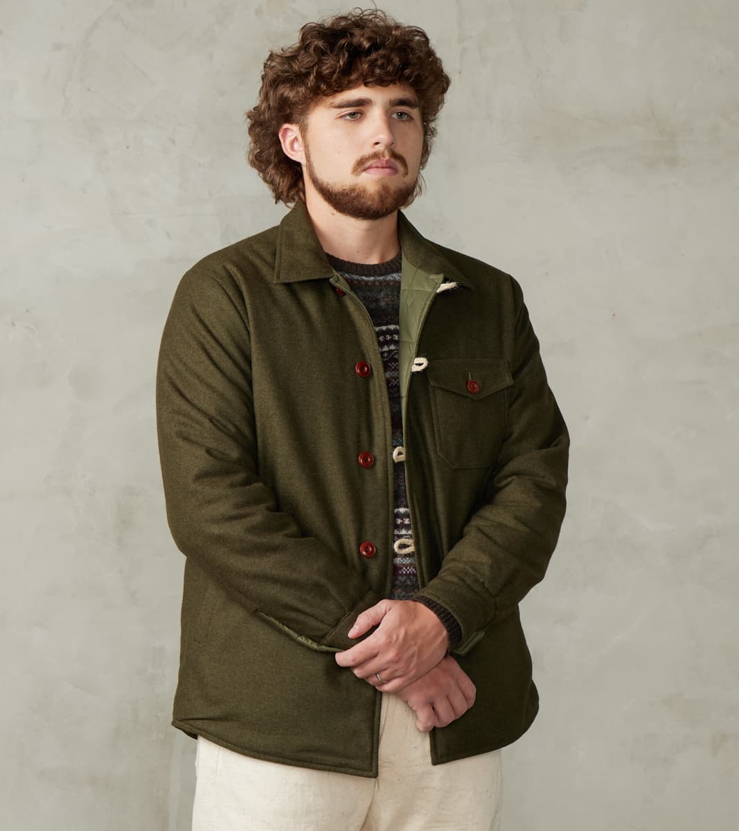 East Harbour Surplus Hebron 796 Reversible Naval Shirt Jacket - Olive …