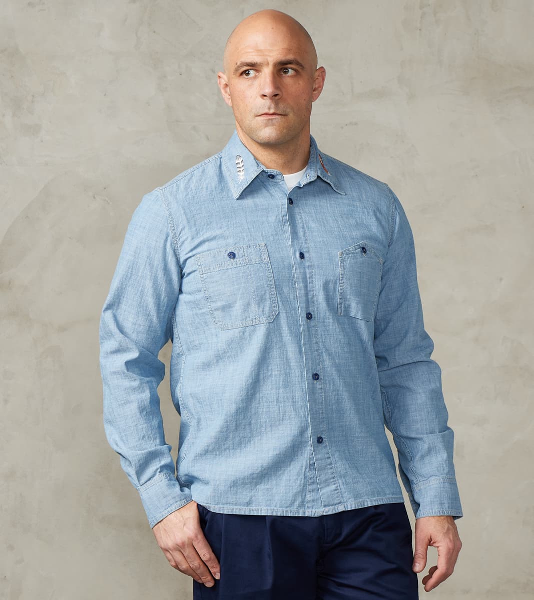 East Harbour Surplus Kodiak 475 Work Shirt - Indigo Stone Washed Chamb…