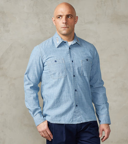 East Harbour Surplus Kodiak 475 Work Shirt - Indigo Stone Washed Chamb…
