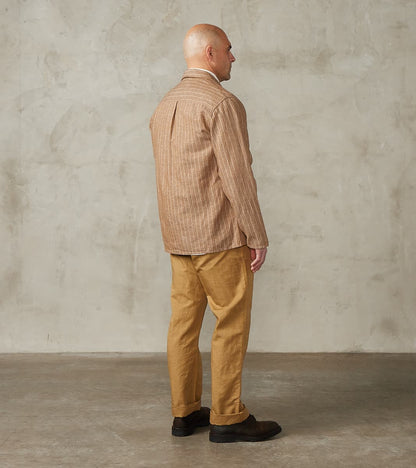 Creek 2001 Work Jacket - Beige Cotton Linen Stripe Twill